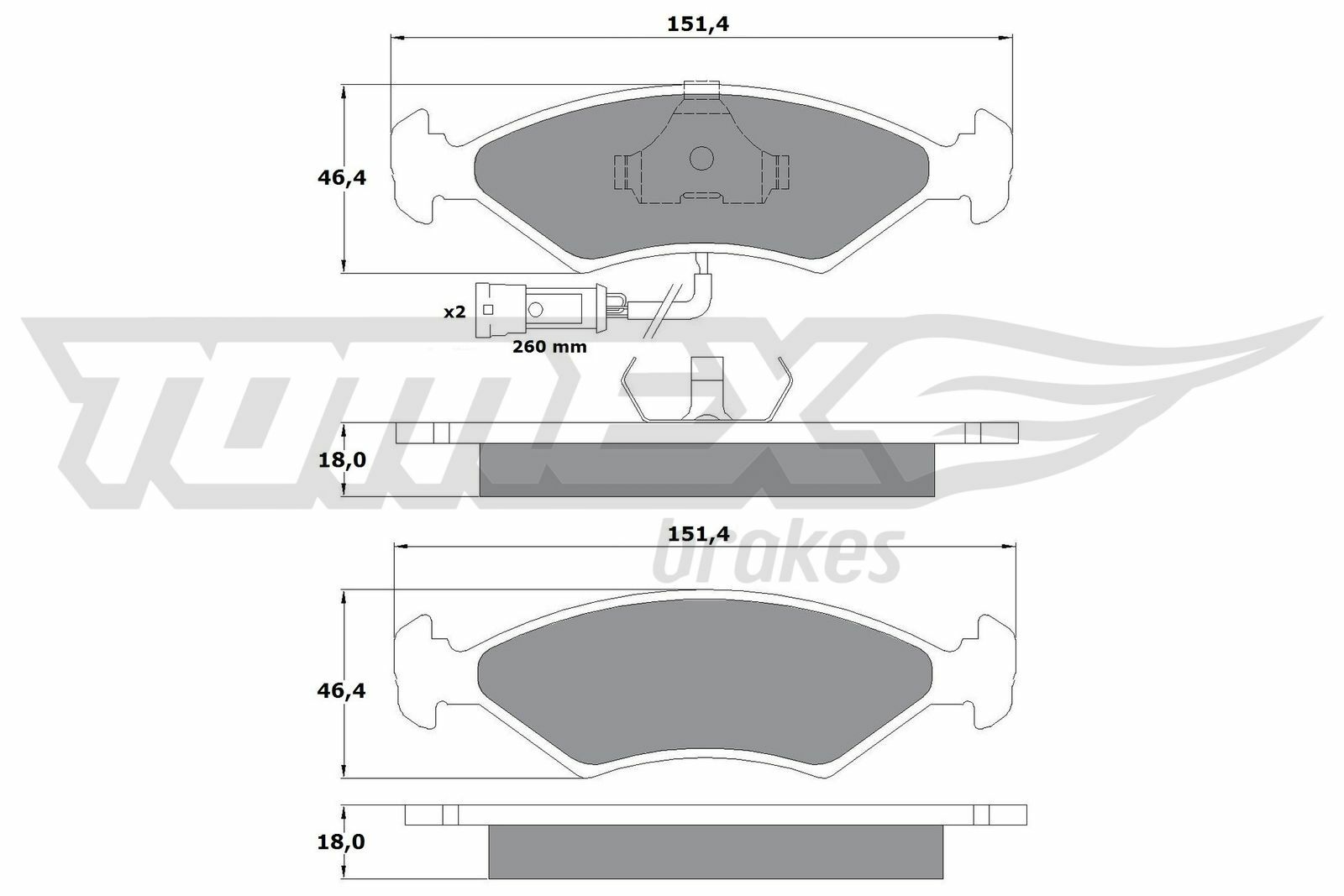 Sada brzdových destiček, kotoučová brzda TOMEX Brakes